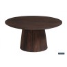 Table basse Miguel 80 cm foncé – Bois de manguier massif, Ø 80 × H 38 cm