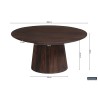 Table basse Miguel 80 cm foncé – Bois de manguier massif, Ø 80 × H 38 cm