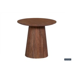 Table basse Miguel 50 cm – Bois de manguier massif clair, Ø 50 × H 46 cm