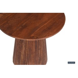 Table basse Miguel 50 cm – Bois de manguier massif clair, Ø 50 × H 46 cm