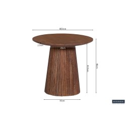 Table basse Miguel 50 cm – Bois de manguier massif clair, Ø 50 × H 46 cm