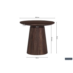Table basse Miguel 50 cm foncée – bois de manguier massif, Ø 50 × H 46 cm