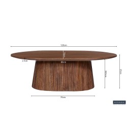Table basse Miguel 120 cm ovale bois de manguier clair – robuste & design