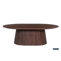 Table basse Miguel 120 cm ovale, bois de manguier massif foncé – robustesse & style