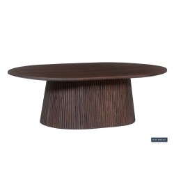 Table basse Miguel 120 cm ovale, bois de manguier massif foncé – robustesse & style