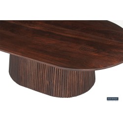 Table basse Miguel 120 cm ovale, bois de manguier massif foncé – robustesse & style