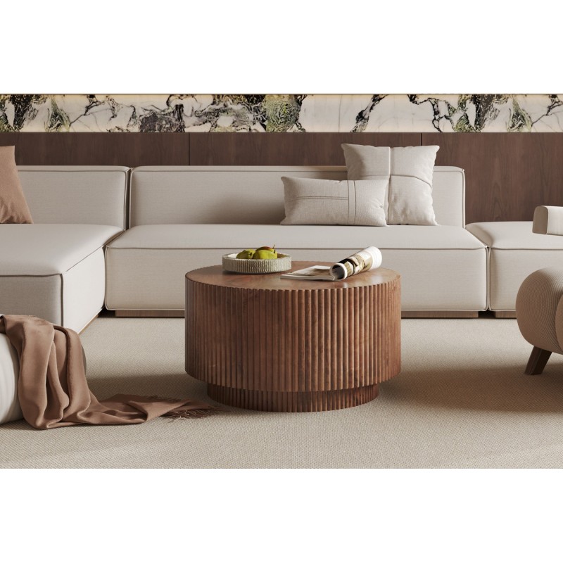 Table basse Victor 70 × 70 cm bois de manguier massif clair – solide & design
