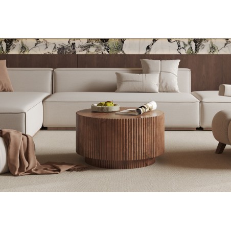 Table basse Victor 70 × 70 cm bois de manguier massif clair – solide & design