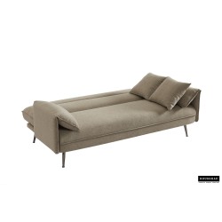 canapé-lit, Sivas, beige, gris, canapé convertible, mousse froide, bois d’eucalyptus, canapé gain de place, couchage d’appoint