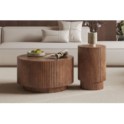 Table basse Victor 70 × 70 cm bois de manguier massif clair – solide & design