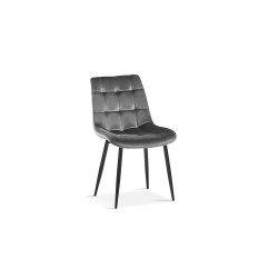 Chaise Juta Velours Gris Foncé – Velours & métal, 82×50×59 cm