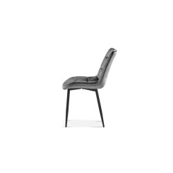 Chaise Juta Velours Gris Foncé – Velours & métal, 82×50×59 cm