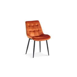 Chaise Juta Velours Orange – élégance et couleur, pieds métal, 82 × 50 × 59 cm