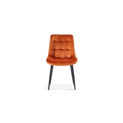 Chaise Juta Velours Orange – élégance et couleur, pieds métal, 82 × 50 × 59 cm