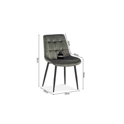 Chaise Juta Velours Vert – élégance & confort, 82×50×59 cm