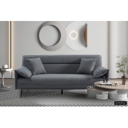 canapé-lit, Sivas, beige, gris, canapé convertible, mousse froide, bois d’eucalyptus, canapé gain de place, couchage d’appoint