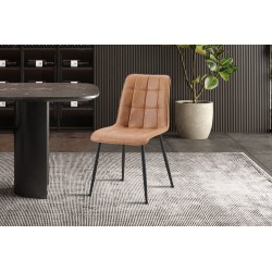 2 chaises Furas Vintage PU Cognac – Similicuir & métal, H 88 × L 46,5 × P 59,5 cm, lot