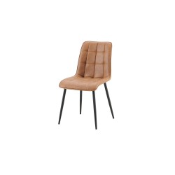 2 chaises Furas Vintage PU Cognac – Similicuir & métal, H 88 × L 46,5 × P 59,5 cm, lot