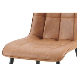 2 chaises Furas Vintage PU Cognac – Similicuir & métal, H 88 × L 46,5 × P 59,5 cm, lot