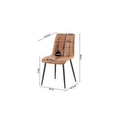 2 chaises Furas Vintage PU Cognac – Similicuir & métal, H 88 × L 46,5 × P 59,5 cm, lot