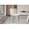 Chaise Lisa Bouclé Écru – Velours & métal, H 85 × L 50 × P 62 cm