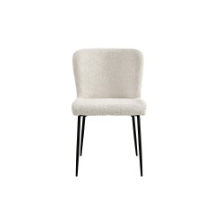 Chaise Lisa Bouclé Écru – Velours & métal, H 85 × L 50 × P 62 cm