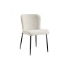 Chaise Lisa Bouclé Écru – Velours & métal, H 85 × L 50 × P 62 cm