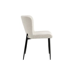 Chaise Lisa Bouclé Écru – Velours & métal, H 85 × L 50 × P 62 cm