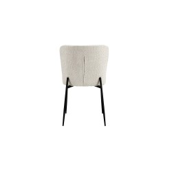 Chaise Lisa Bouclé Écru – Velours & métal, H 85 × L 50 × P 62 cm