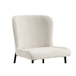 Chaise Lisa Bouclé Écru – Velours & métal, H 85 × L 50 × P 62 cm
