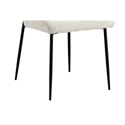 Chaise Lisa Bouclé Écru – Velours & métal, H 85 × L 50 × P 62 cm