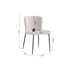 Chaise Lisa Tissu Fabb Raven Beige – 85×50×62 cm, chic & confortable