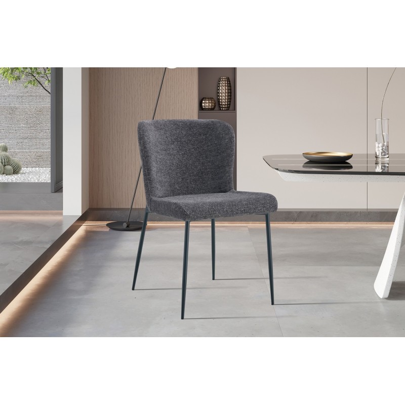Chaise Lisa Tissu Fabb Raven Gris foncé – H 85 × L 50 × P 62 cm, tissu & métal