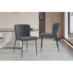 Chaise Lisa Tissu Fabb Raven Gris foncé – H 85 × L 50 × P 62 cm, tissu & métal