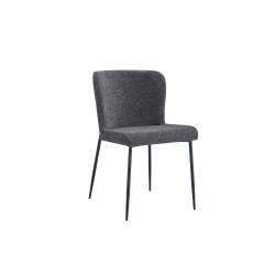 Chaise Lisa Tissu Fabb Raven Gris foncé – H 85 × L 50 × P 62 cm, tissu & métal