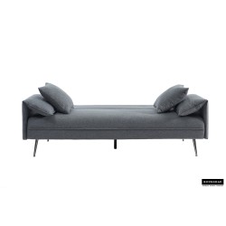 canapé-lit, Sivas, beige, gris, canapé convertible, mousse froide, bois d’eucalyptus, canapé gain de place, couchage d’appoint