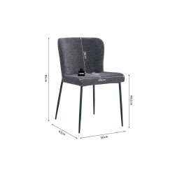 Chaise Lisa Tissu Fabb Raven Gris foncé – H 85 × L 50 × P 62 cm, tissu & métal