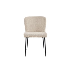 Chaise Lisa Bouclé Beige – pieds métal, 85 × 50 × 62 cm, confort et style