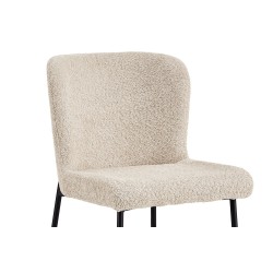 Chaise Lisa Bouclé Beige – pieds métal, 85 × 50 × 62 cm, confort et style