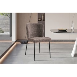 Chaise Lisa Bouclé Sable – tissu bouclé & pieds métal, 85×50×62 cm