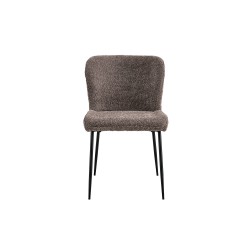 Chaise Lisa Bouclé Sable – tissu bouclé & pieds métal, 85×50×62 cm