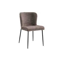 Chaise Lisa Bouclé Sable – tissu bouclé & pieds métal, 85×50×62 cm
