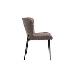 Chaise Lisa Bouclé Sable – tissu bouclé & pieds métal, 85×50×62 cm