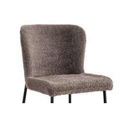 Chaise Lisa Bouclé Sable – tissu bouclé & pieds métal, 85×50×62 cm