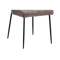 Chaise Lisa Bouclé Sable – tissu bouclé & pieds métal, 85×50×62 cm