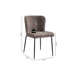 Chaise Lisa Bouclé Sable – tissu bouclé & pieds métal, 85×50×62 cm
