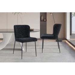 Chaise Lisa Bouclé Gris Foncé – 85×50×62 cm, tissu bouclé & pieds métal