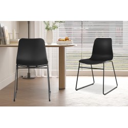 Chaise Marie PP Noire – 81×52×44 cm, légère & durable, lot de 2