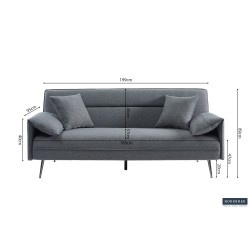 canapé-lit, Sivas, beige, gris, canapé convertible, mousse froide, bois d’eucalyptus, canapé gain de place, couchage d’appoint