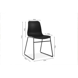 Chaise Marie PP Noire – 81×52×44 cm, légère & durable, lot de 2